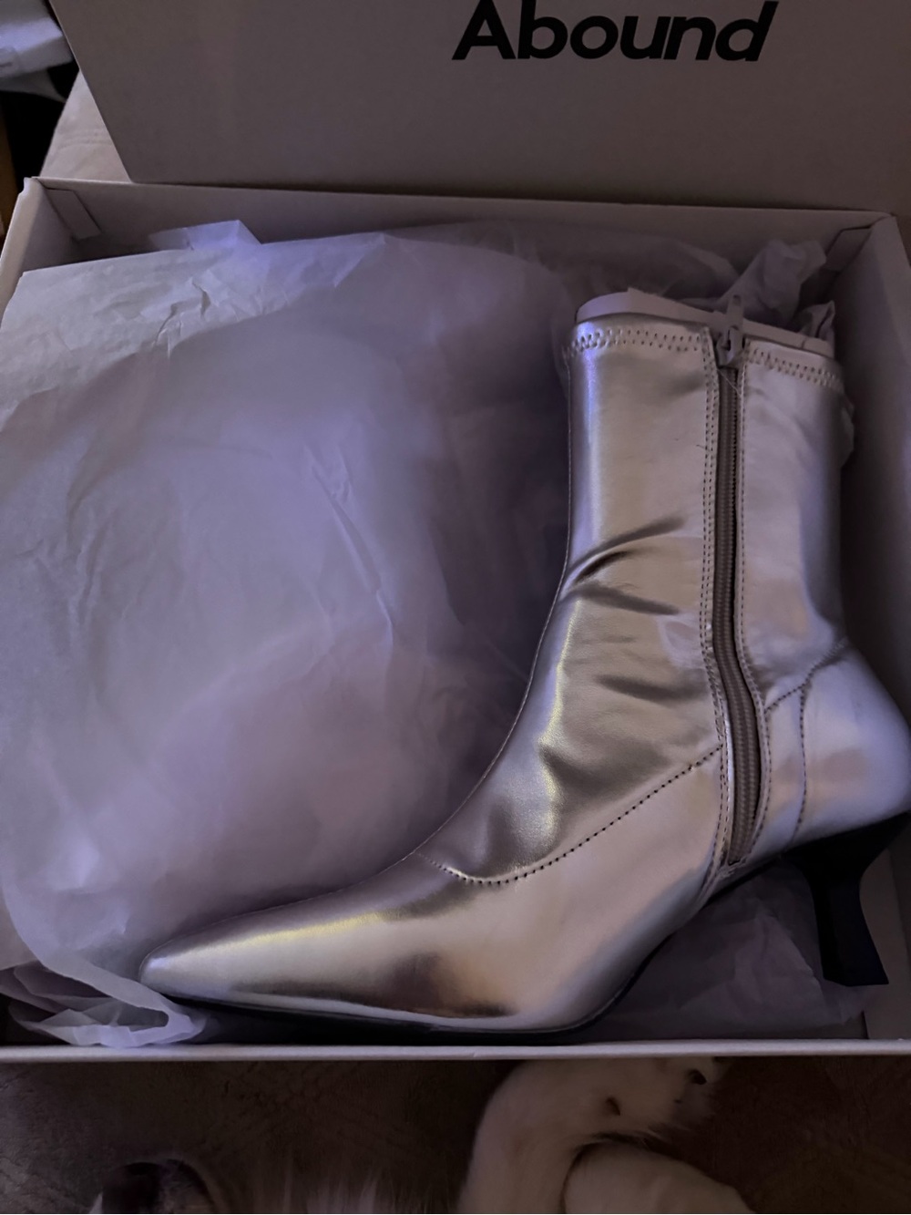 Abound Silver Metallic Pointed Toe Ankle Booties